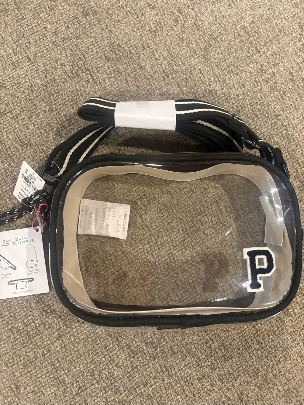 PINK Victoria's Secret Clear Crossbody Bag with Black Trim